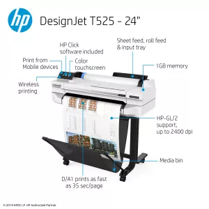 HP DesignJet T525 Large Format Wireless Printer – 24
